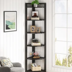 Sale Tribesigns 6 - Tier Corner Shelf, Small Corner Bookshelf Storage Rack