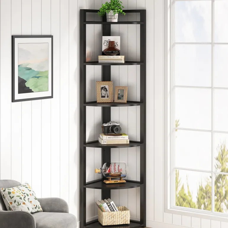 Sale Tribesigns 6 - Tier Corner Shelf, Small Corner Bookshelf Storage Rack