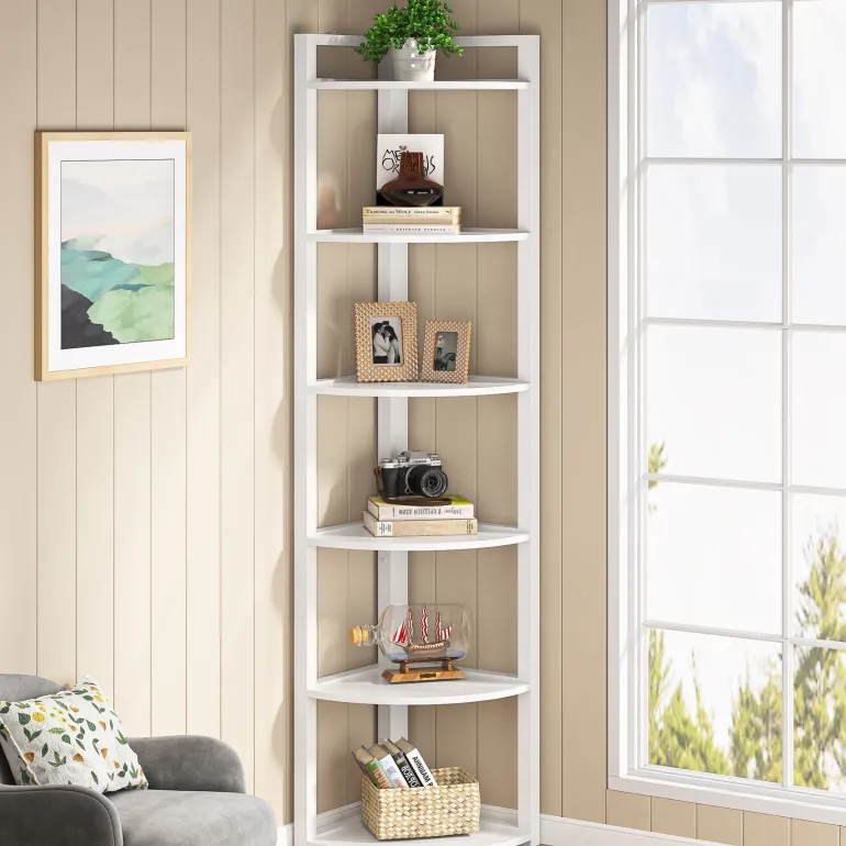 Sale Tribesigns 6 - Tier Corner Shelf, Small Corner Bookshelf Storage Rack