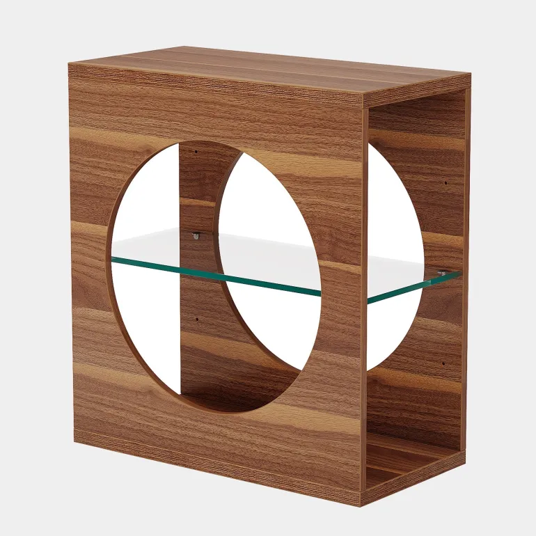 Store Tribesigns 3 - Tier End Table, Modern Side Table with Adjustable Glass Storage Shelf