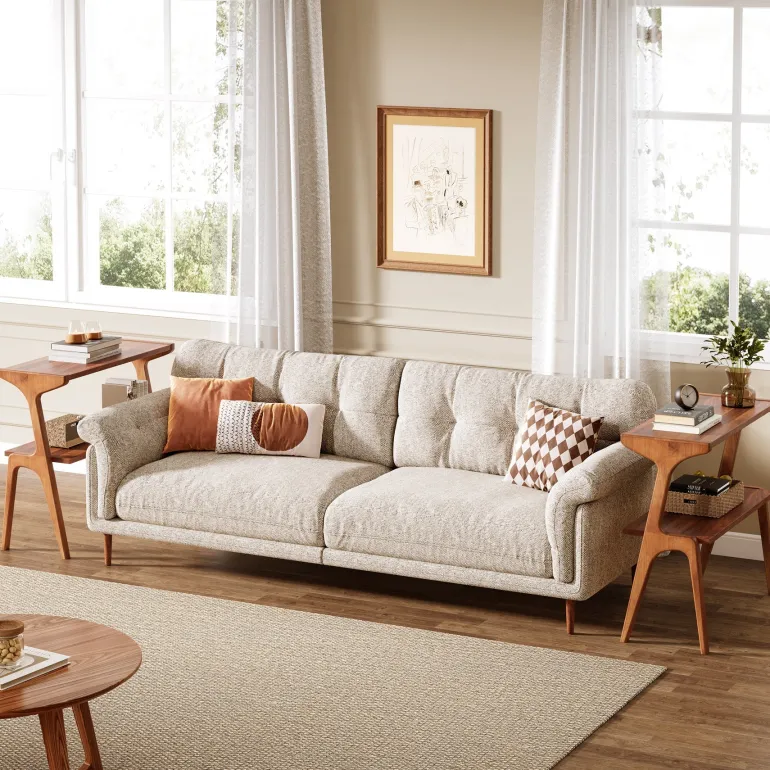 Store Tribesigns 2 - Tier End Table, Slim Sofa Side Table with Storage Shelf