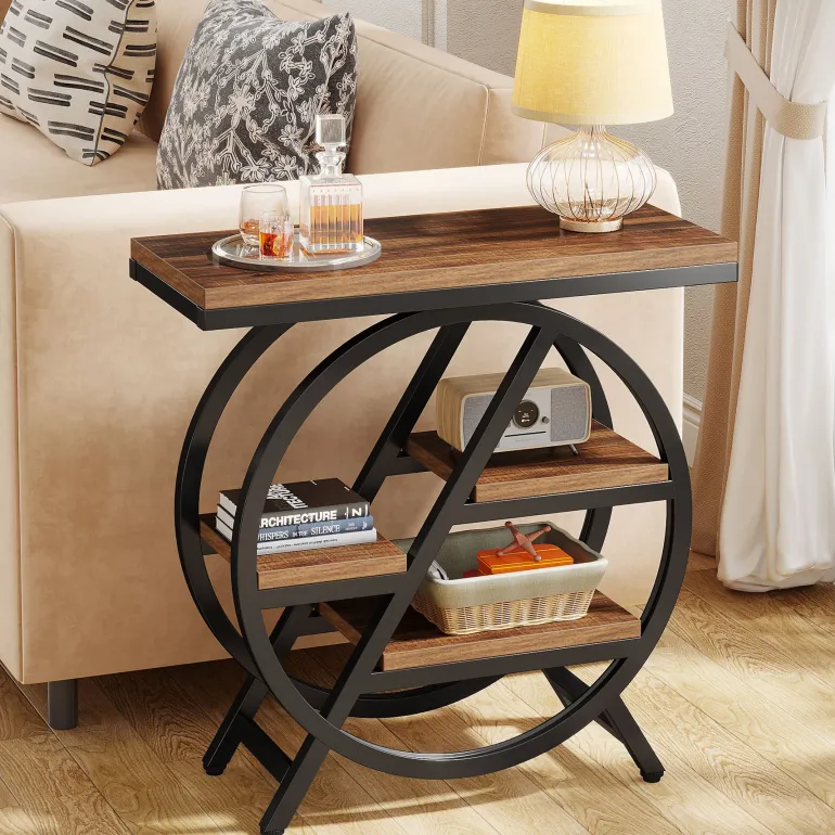 Clearance Tribesigns 4 - Tier End Table, Small Side Table Snack Table with Storage Shelves