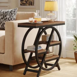 Clearance Tribesigns 4 - Tier End Table, Small Side Table Snack Table with Storage Shelves