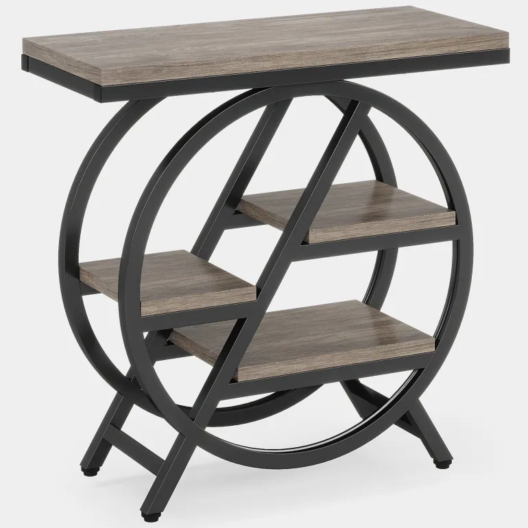 Clearance Tribesigns 4 - Tier End Table, Small Side Table Snack Table with Storage Shelves