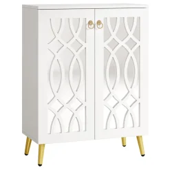 Clearance Tribesigns 5 - Tier Shoe Cabinet, 25 - Pair Mirrored Shoe Rack Storage Organizer