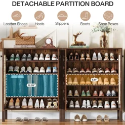 Cheap Tribesigns 5 - Tier Shoe Cabinet, 25 Pairs Freestanding Shoe Organizer with Adjustable Shelves