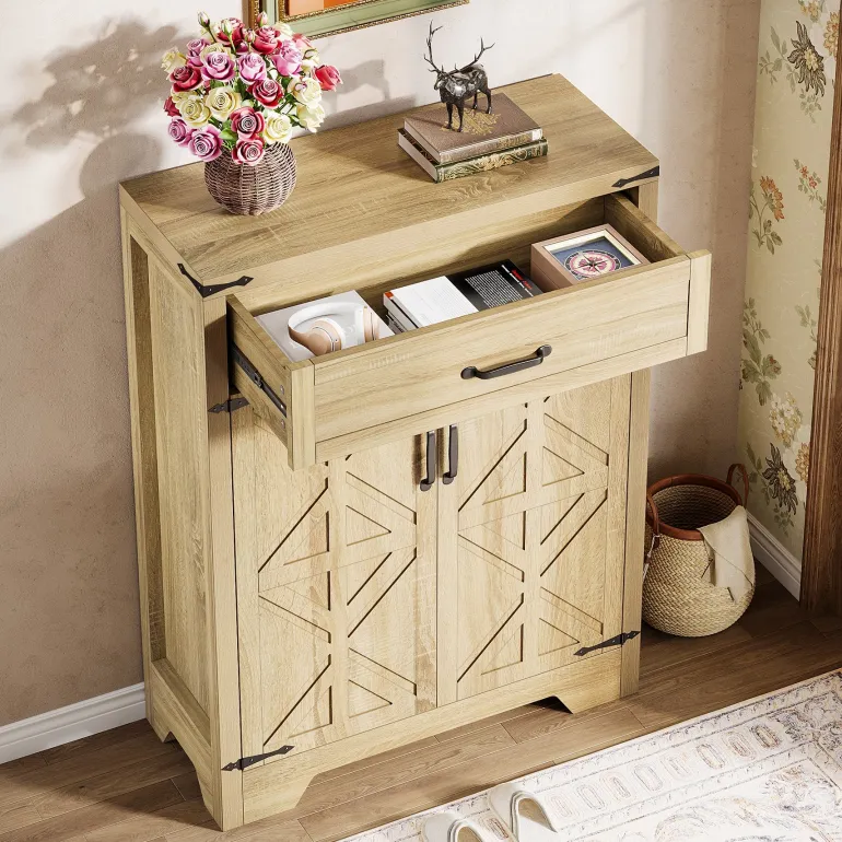 Clearance Tribesigns 5 - Tier Shoe Cabinet, Farmhouse Shoe Racks Entryway Storage Organizer
