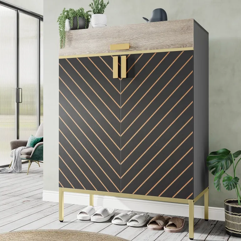 Cheap Tribesigns 4 - Tier Shoe Cabinet, Modern Shoe Rack Storage Organizer with Drawers