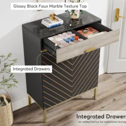 Cheap Tribesigns 4 - Tier Shoe Cabinet, Modern Shoe Rack Storage Organizer with Drawers