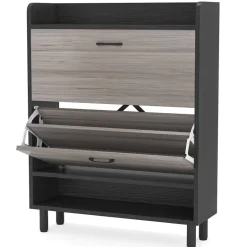 Outlet Tribesigns 2 - Tier Shoe Cabinet Shoe Organizer with Flip Doors & Open Shelves