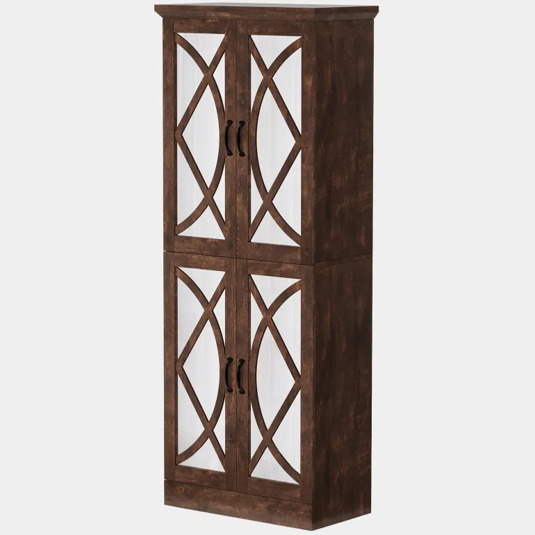 Best Tribesigns 8 - Tier Shoe Rack, Vintage Shoe Storage Cabinet With 4 Mirrored Doors