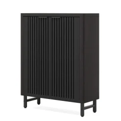 Shop Tribesigns 6 - Tier Wooden Shoe Cabinet with Louvered Doors & Adjustable Shelves