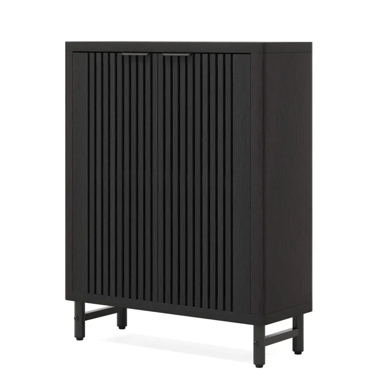 Shop Tribesigns 6 - Tier Wooden Shoe Cabinet with Louvered Doors & Adjustable Shelves