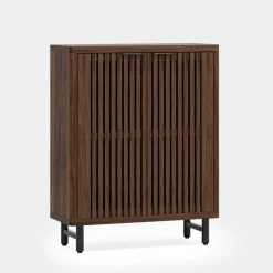 Shop Tribesigns 6 - Tier Wooden Shoe Cabinet with Louvered Doors & Adjustable Shelves