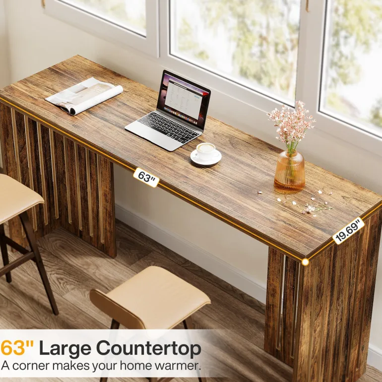 New Tribesigns 63" Bar Table, Rectangular High Top Kitchen & Dining Table(Only Table)