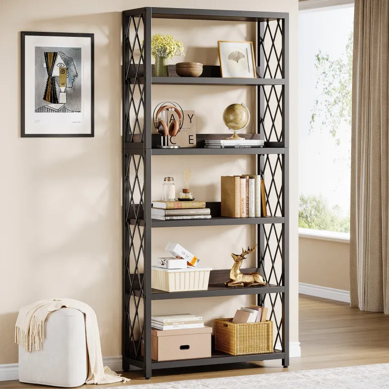 Discount Tribesigns 67" Book Shelf, 5 - Tier Bookcase Storage Organizer with Open Shelves