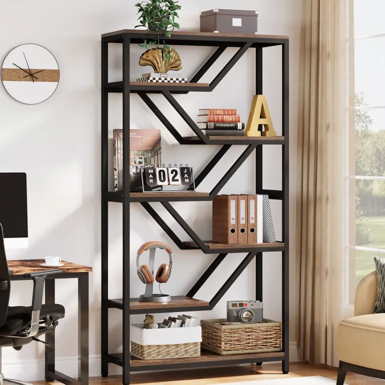 Shop Tribesigns 72" Bookshelf, 6 - Tier Bookcase Etagere Open Storage Organizer