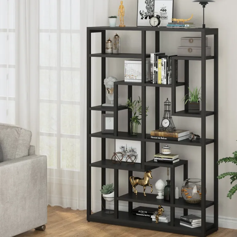 Cheap Tribesigns 70.87" Bookshelf, Black Standing Shelf Bookcase Storage Rack