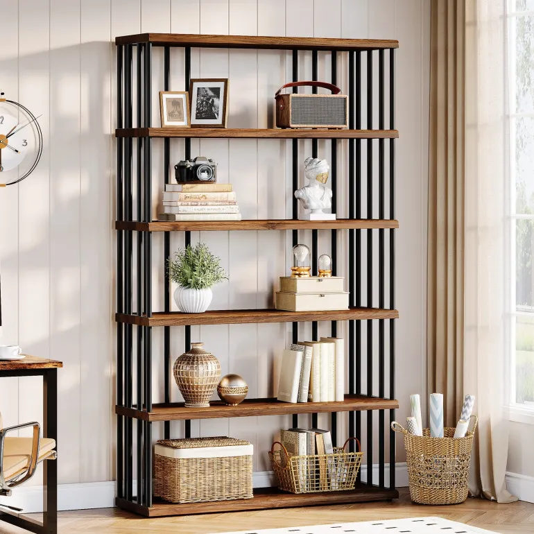 Online Tribesigns 67" Bookshelf, Display Rack Etagere Storage Shelving Unit