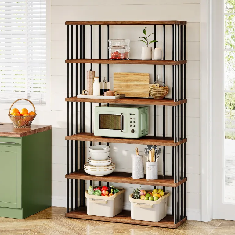 Online Tribesigns 67" Bookshelf, Display Rack Etagere Storage Shelving Unit