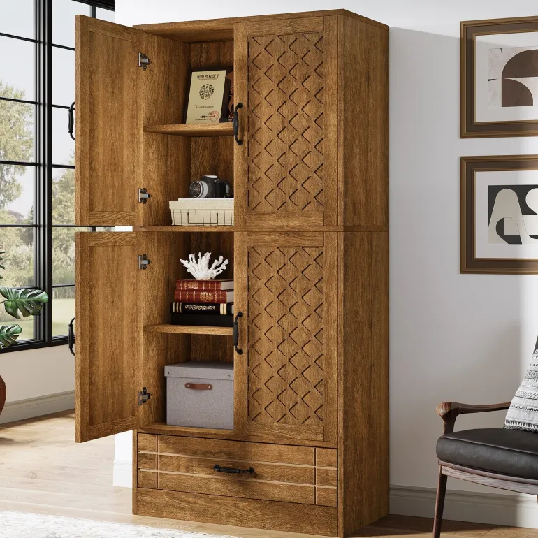 Sale Tribesigns 70" Bookshelf, Freestanding Bookcase with Storage Drawer
