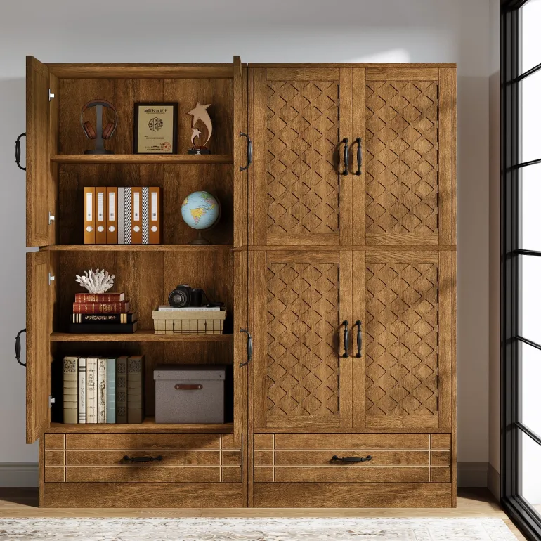 Sale Tribesigns 70" Bookshelf, Freestanding Bookcase with Storage Drawer