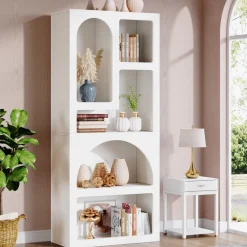 Clearance Tribesigns 70.8" Bookshelf, Geometric Bookcase Display Shelf with 5 Irregular Storage Shelves