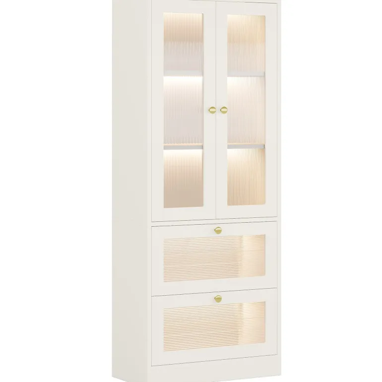 Hot Tribesigns 70.8" Bookshelf, Modern Bookcase Display Shelf with LED Light