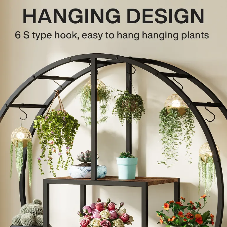 Clearance Tribesigns 65" Bookshelf, Round Etagere Bookcase with 7-Tier Storage Shelving