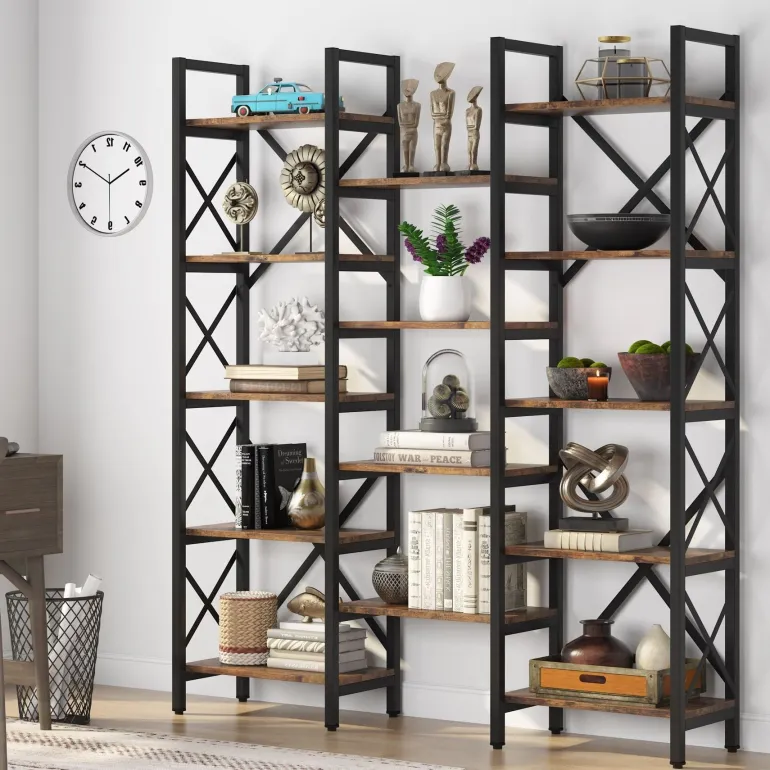 Fashion Tribesigns 59" Bookshelf, Triple Wide 5 - Shelf Bookcase Display Rack
