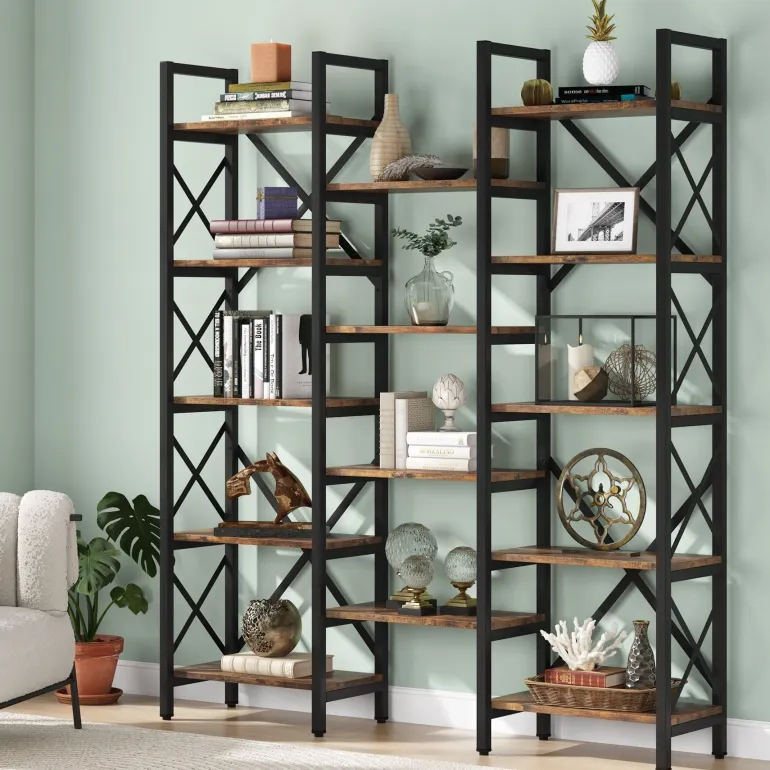 Fashion Tribesigns 59" Bookshelf, Triple Wide 5 - Shelf Bookcase Display Rack
