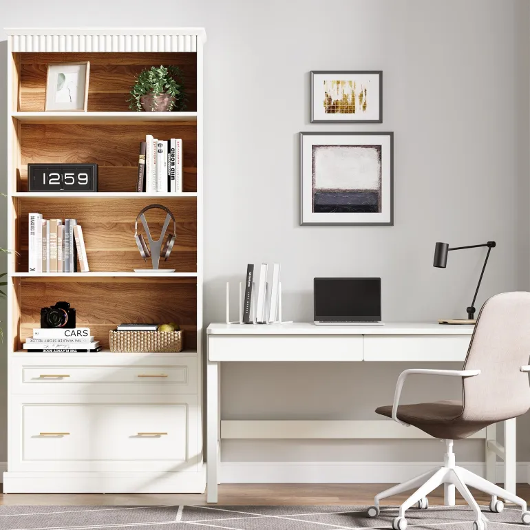 Sale Tribesigns 72" Bookshelf with Drawers, FreeStanding 5 - Shelf Bookcase Display Shelf