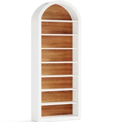 Shop Tribesigns 78.7" Bookshelf, Wooden Arched Bookcase Display Shelving Unit