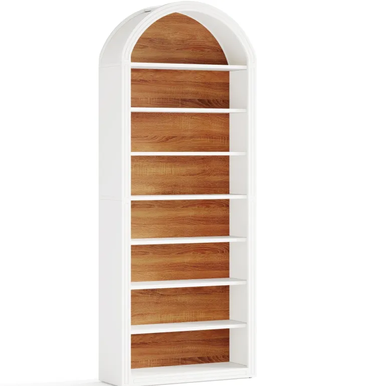 Shop Tribesigns 78.7" Bookshelf, Wooden Arched Bookcase Display Shelving Unit