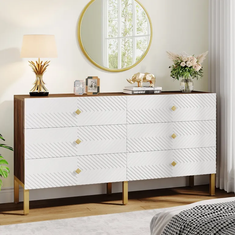 Online Tribesigns 55" Chest Dresser, Modern Storage Organizer with Drawers