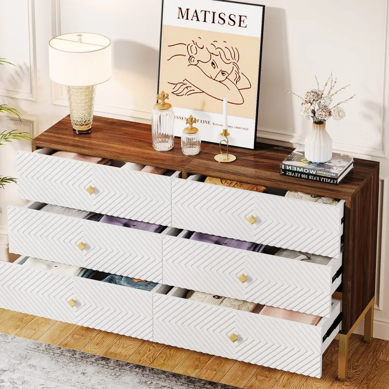 Online Tribesigns 55" Chest Dresser, Modern Storage Organizer with Drawers