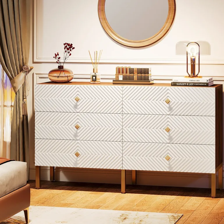 Online Tribesigns 55" Chest Dresser, Modern Storage Organizer with Drawers