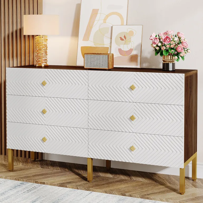 Online Tribesigns 55" Chest Dresser, Modern Storage Organizer with Drawers