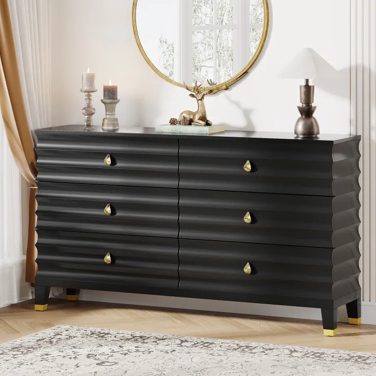Clearance Tribesigns 55" Chest of Drawers, 6 - Drawer Dresser Storage Organizer