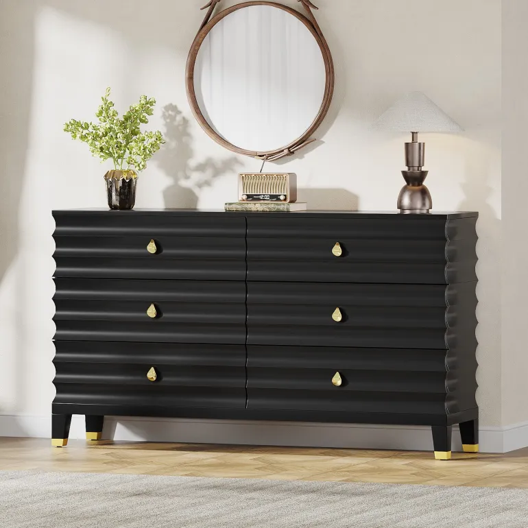 Clearance Tribesigns 55" Chest of Drawers, 6 - Drawer Dresser Storage Organizer