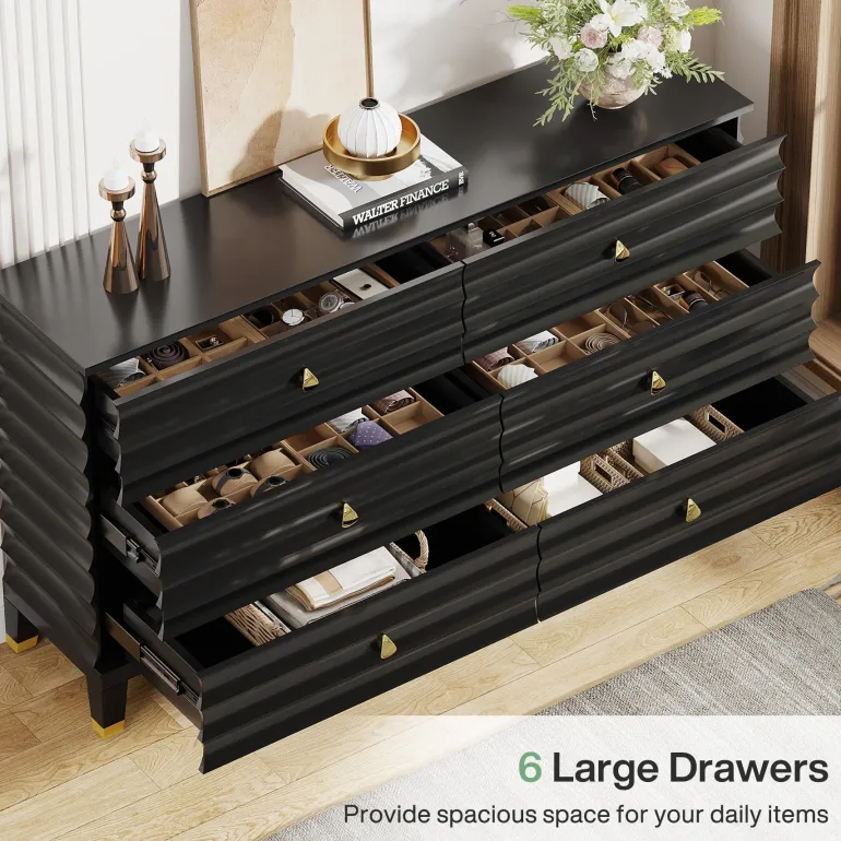 Clearance Tribesigns 55" Chest of Drawers, 6 - Drawer Dresser Storage Organizer