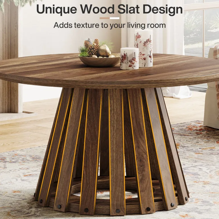 Discount Tribesigns 31.5" Circle Coffee Table, Farmhouse Accent Center Table Tea Table