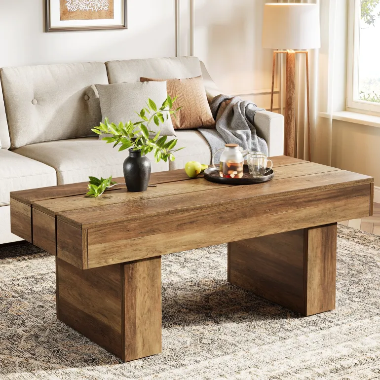 Online Tribesigns 47" Coffee Table, Farmhouse Accent Table Snack Table