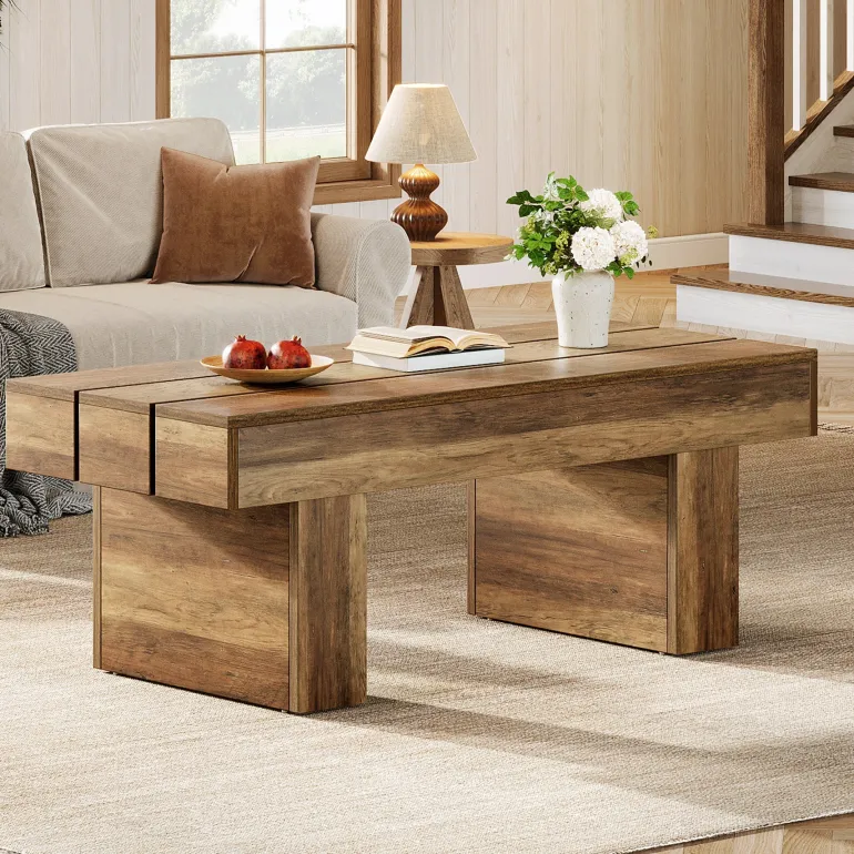 Online Tribesigns 47" Coffee Table, Farmhouse Accent Table Snack Table