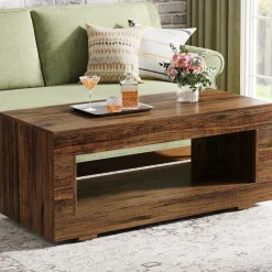 Online Tribesigns 43" Coffee Table, Farmhouse Center Table With Storage