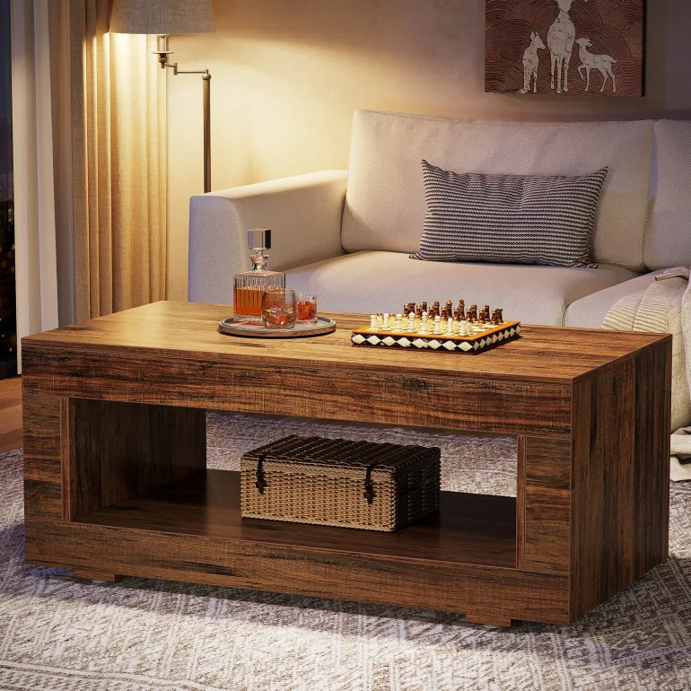 Online Tribesigns 43" Coffee Table, Farmhouse Center Table With Storage