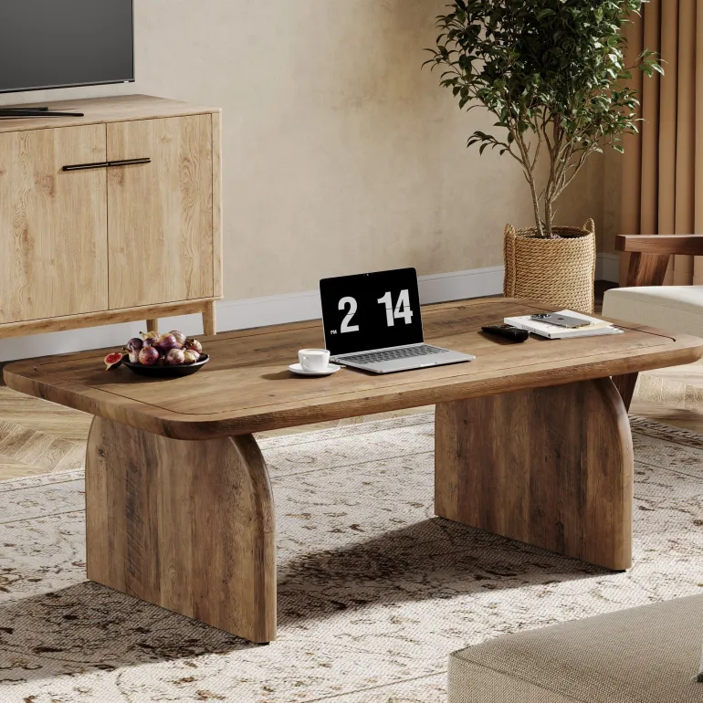 Discount Tribesigns 47" Coffee Table, Farmhouse Center Table Low Cocktail Tea Table
