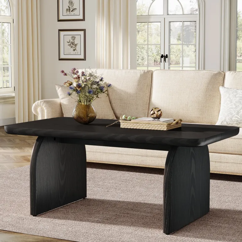 Discount Tribesigns 47" Coffee Table, Farmhouse Center Table Low Cocktail Tea Table