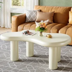 Best Sale Tribesigns 45" Coffee Table, Modern Irregular Center Table Tea Table
