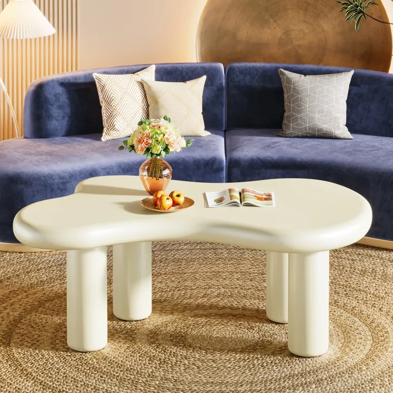 Best Sale Tribesigns 45" Coffee Table, Modern Irregular Center Table Tea Table